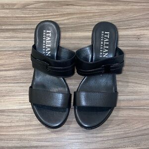 Italian Shoemakers Black Wedge Sandals